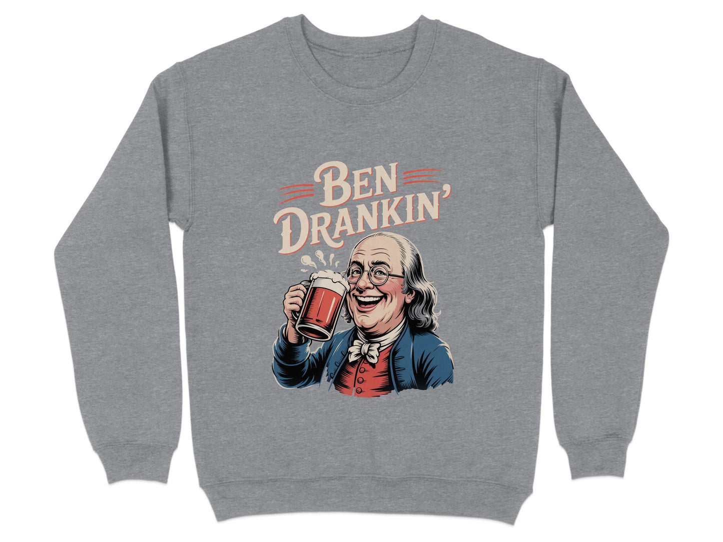 Retro Ben Drankin' Design Grey Sweatshirt product