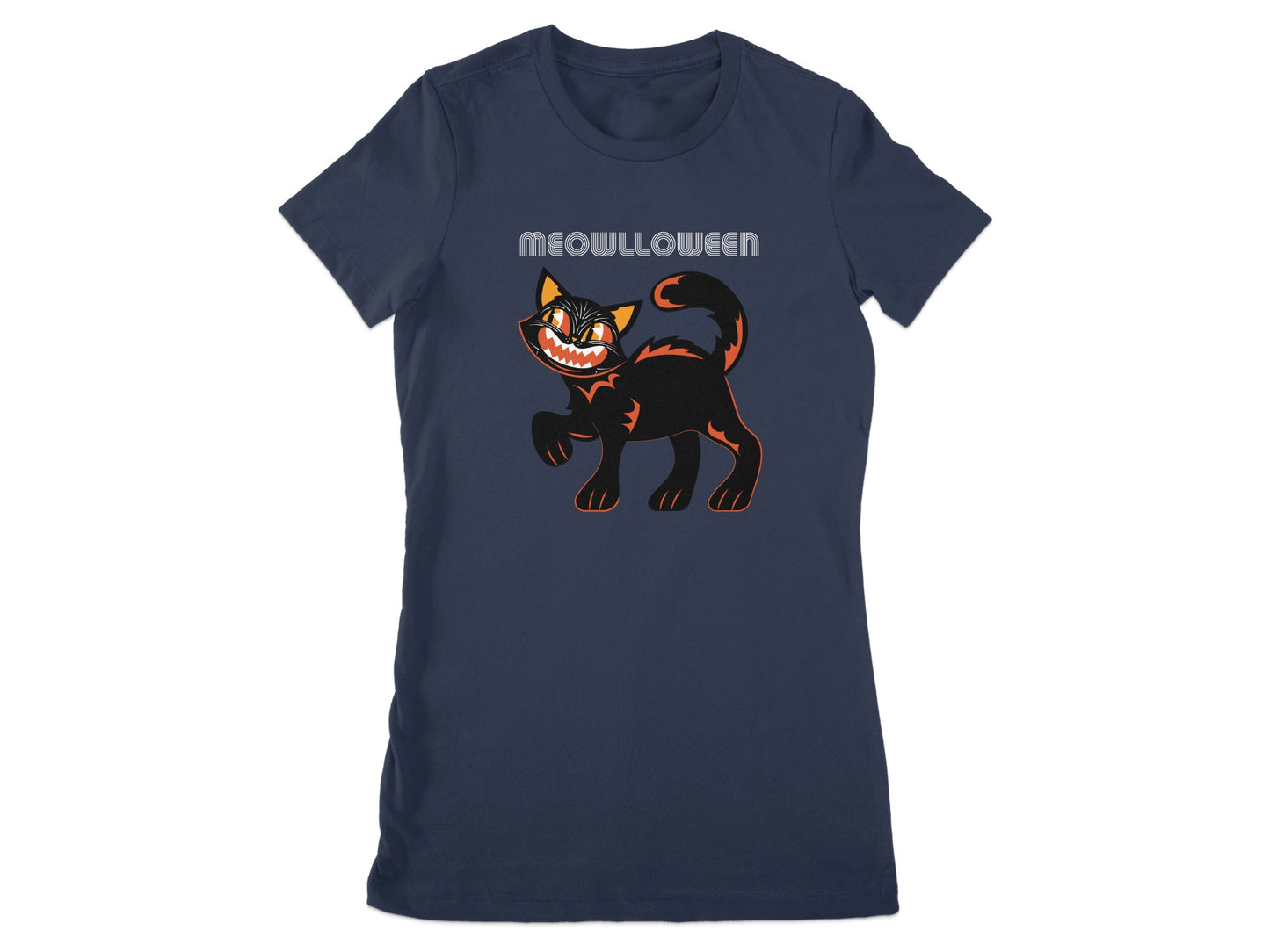 Meowlloween Grinning Black Cat Ladies T-shirt product type