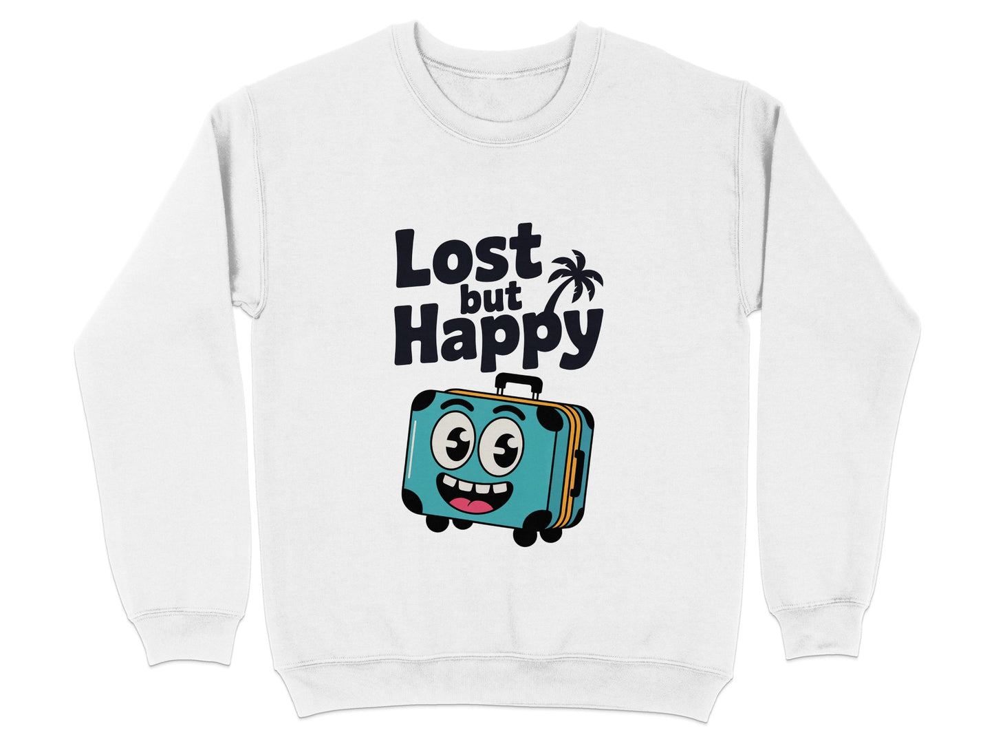 Lost But Happy Cartoon Luggage Print Sweatshirt product
