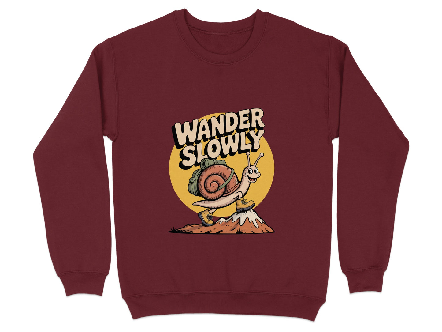 Wander Slowly Snail Graphic Maroon Sweatshirt product