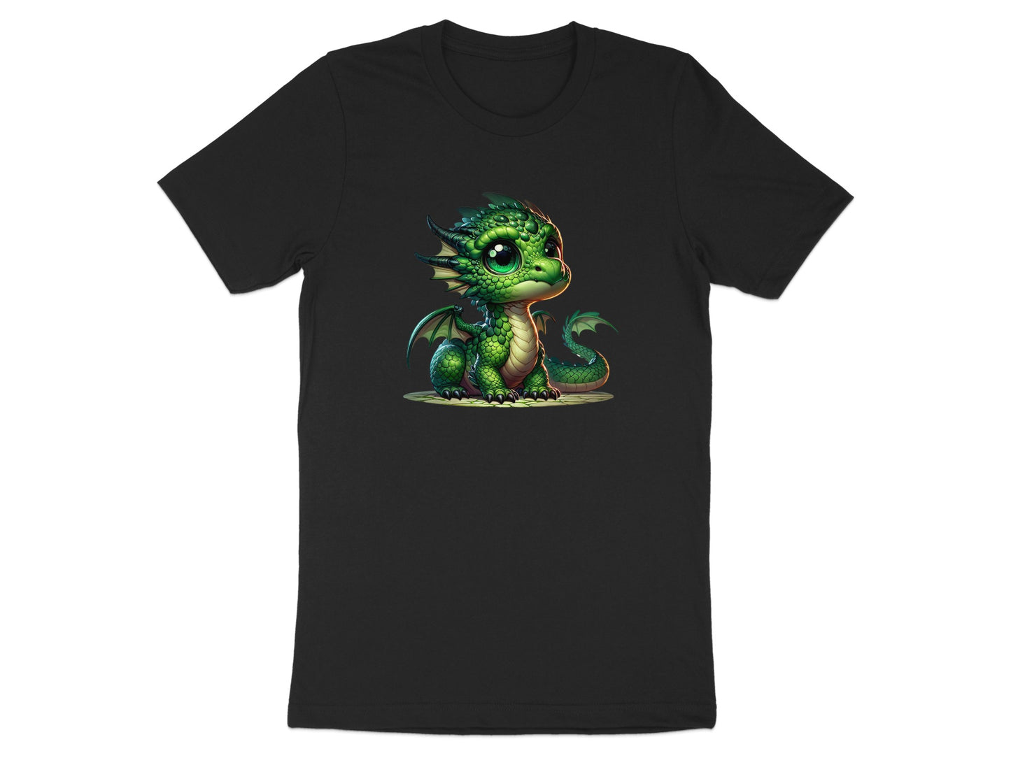Adorable Green Baby Dragon Black T-Shirt product