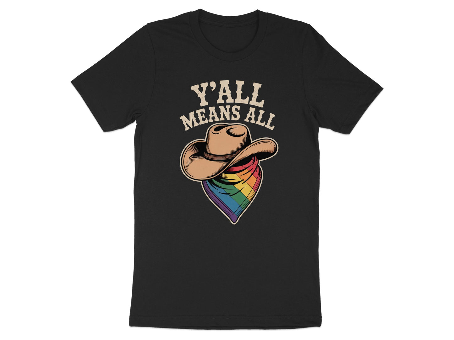 Y'All Means All with Rainbow Cowboy Hat Graphic product type