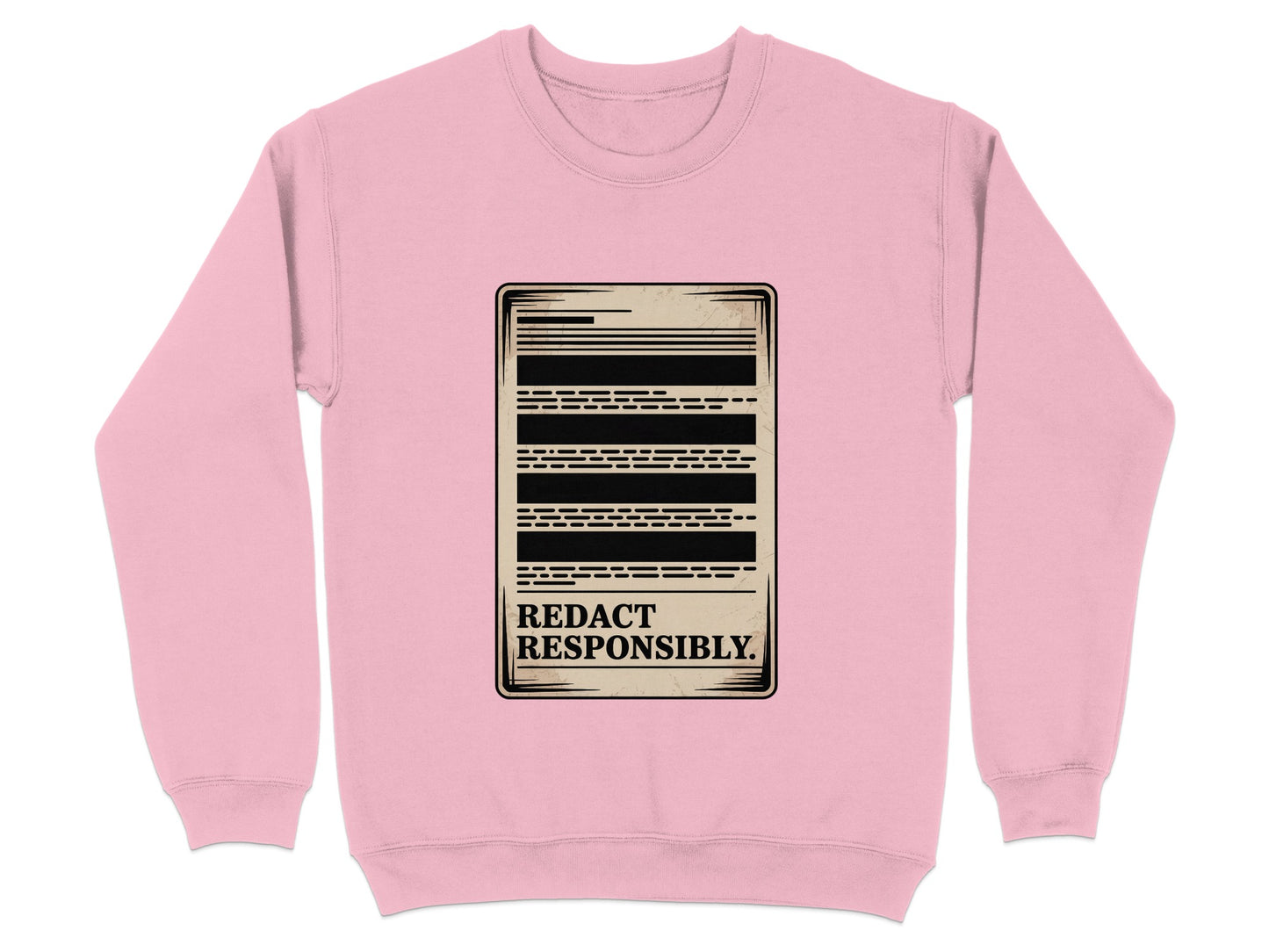Redact Responsibly design on a cozy sweatshirt product