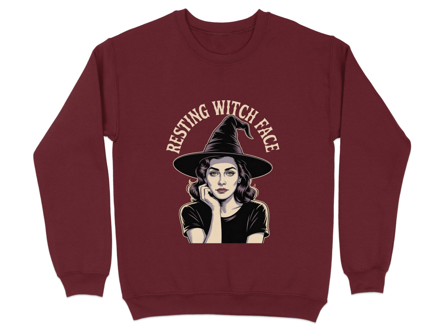 Resting Witch Face Sweatshirt Halloween Themed product type