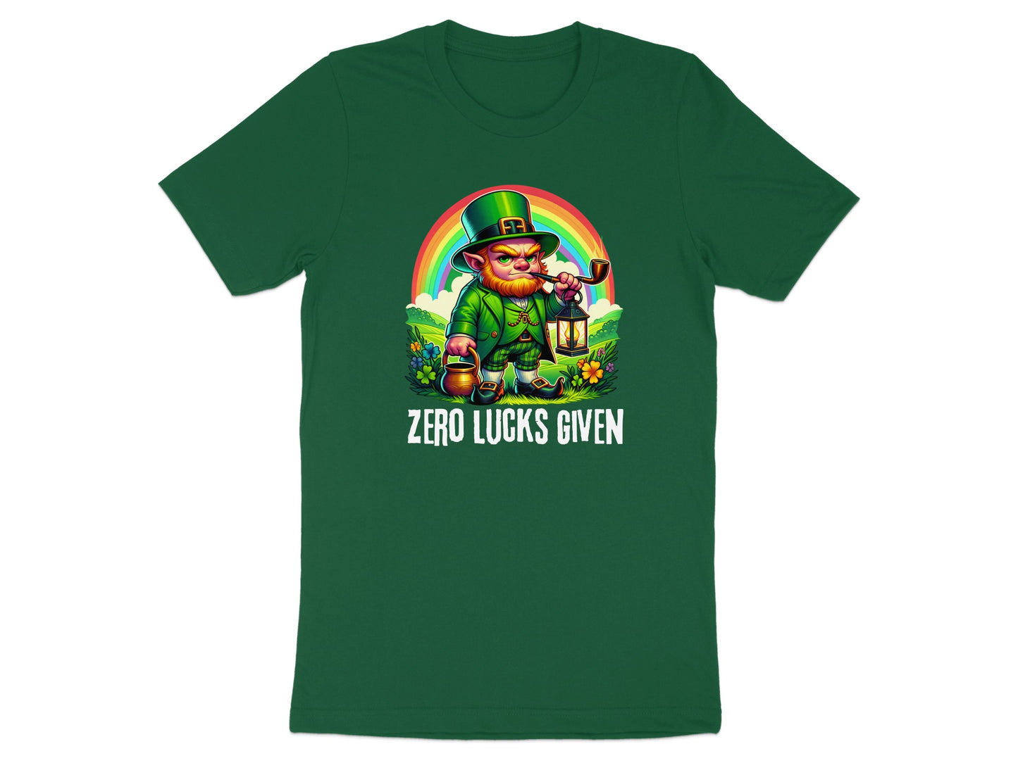 Zero Lucks Given Leprechaun Rainbow Graphic T-Shirt product