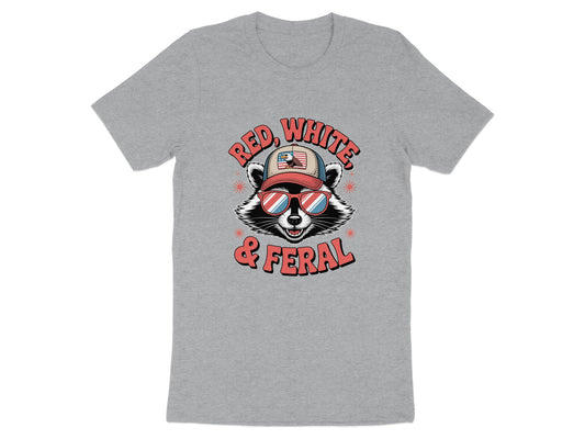 Red White and Feral Raccoon Graphic Tshirt product