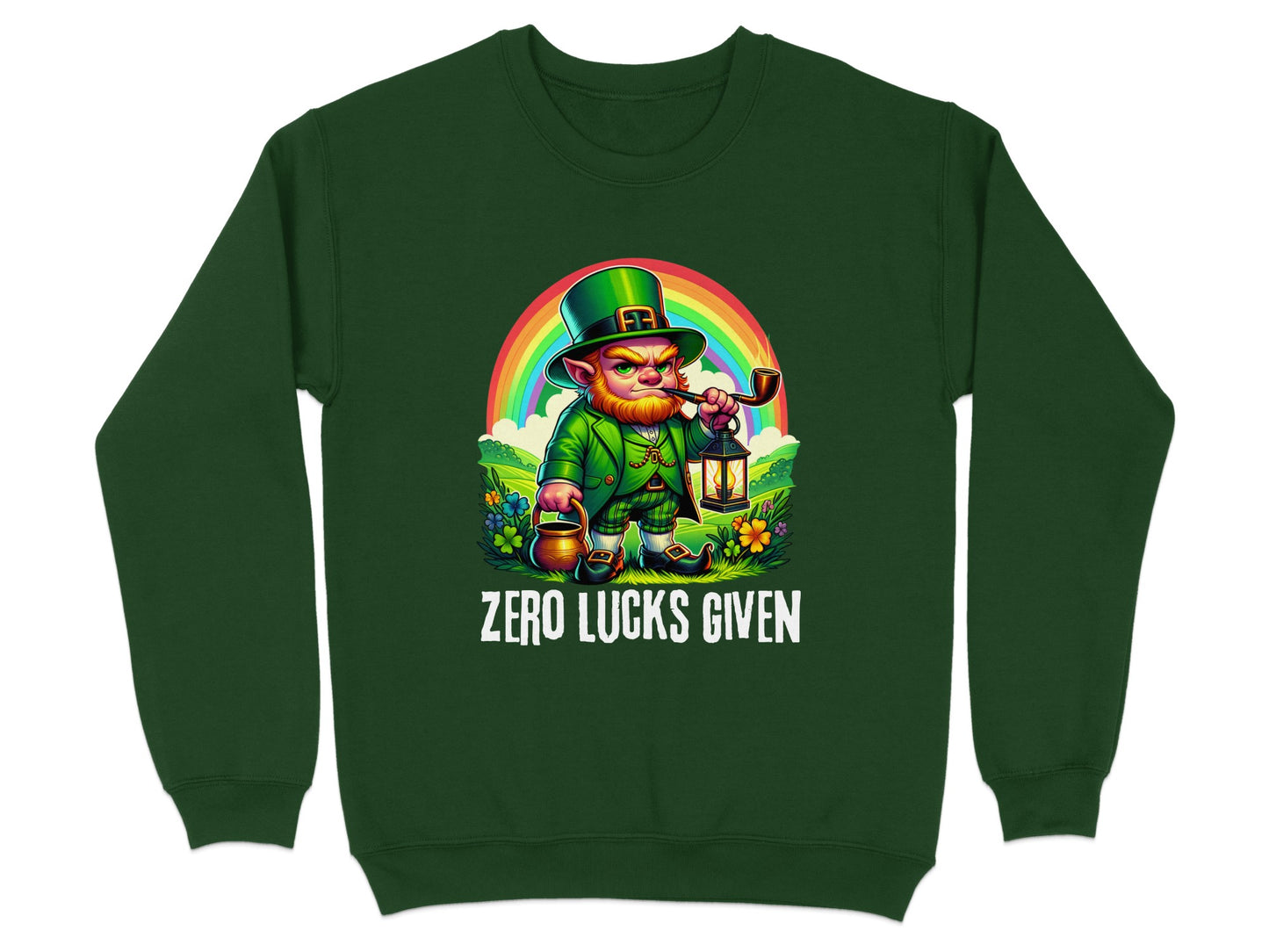 Zero Lucks Given Leprechaun Rainbow Sweatshirt Product