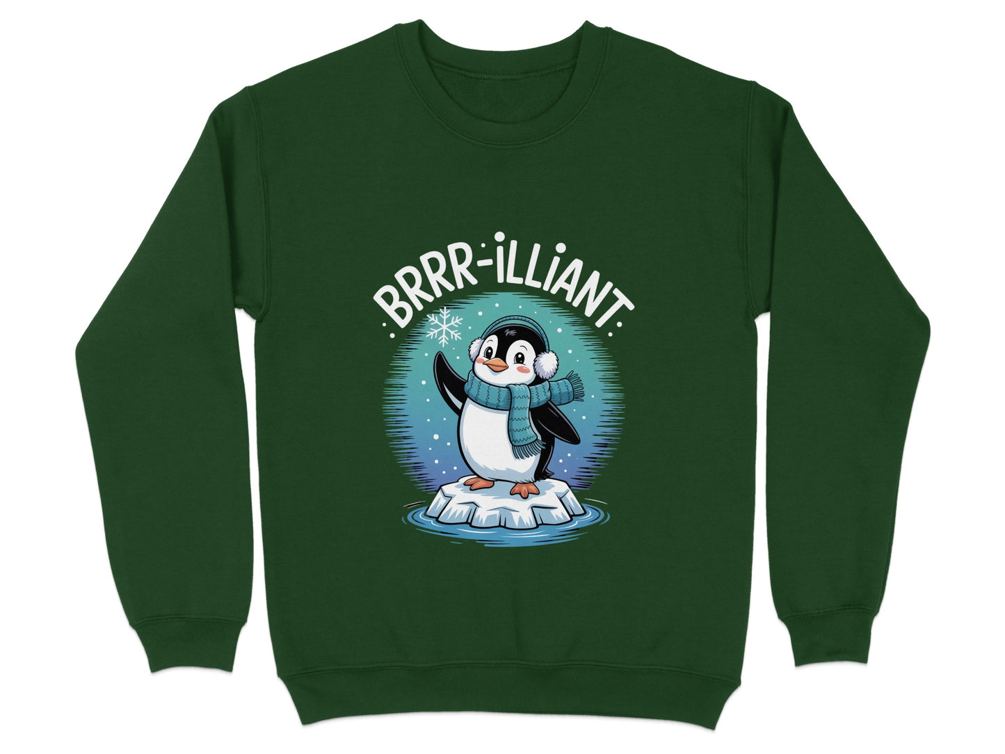 Cute Penguin Brrr-illiant Design Green Sweatshirt product