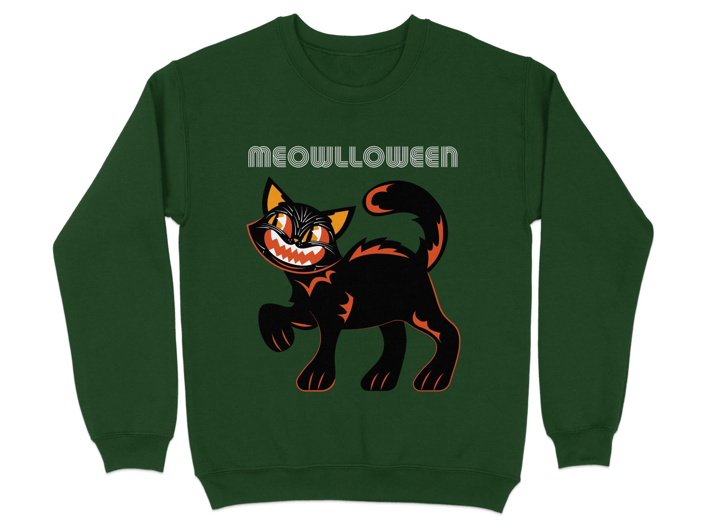 Meowloween Black Cat Green Print Sweatshirt product