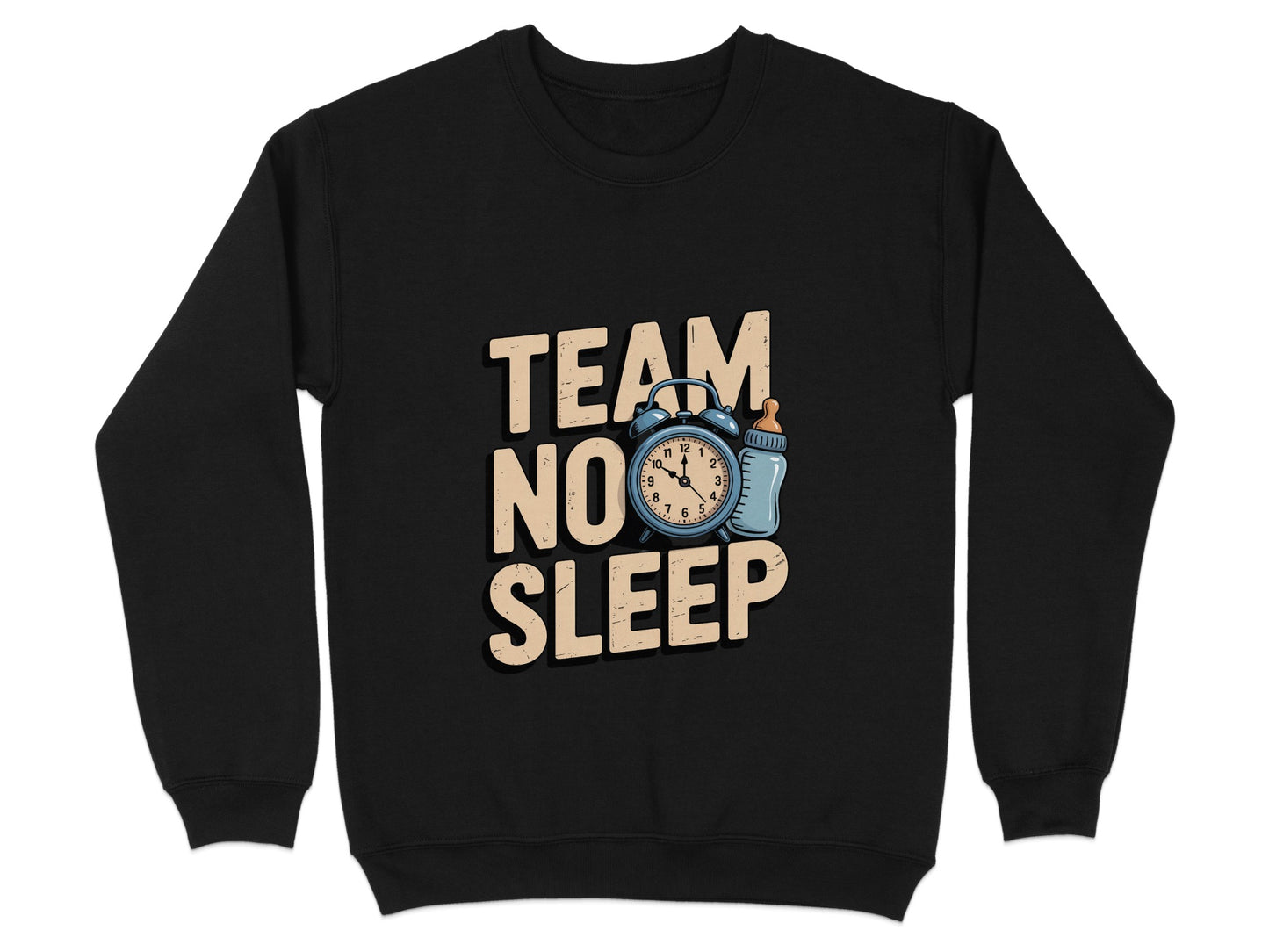Team No Sleep Clock Design Black Sweater product type
