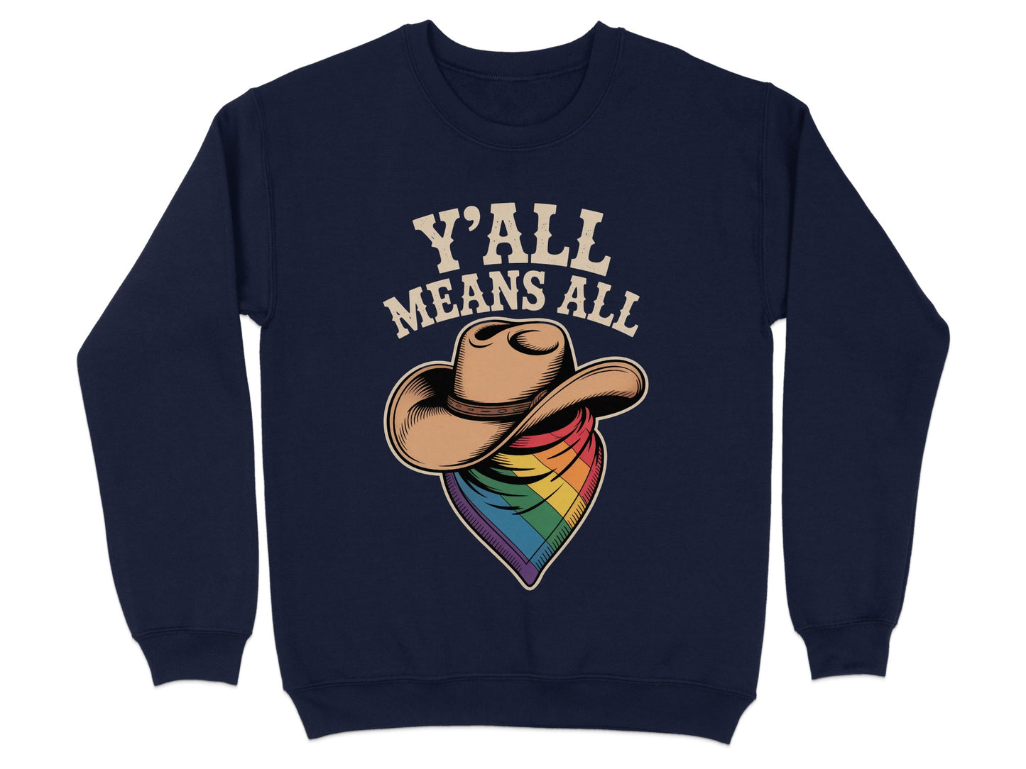 Y'All Means All Cowboy Hat Rainbow Flag Print Shirt product