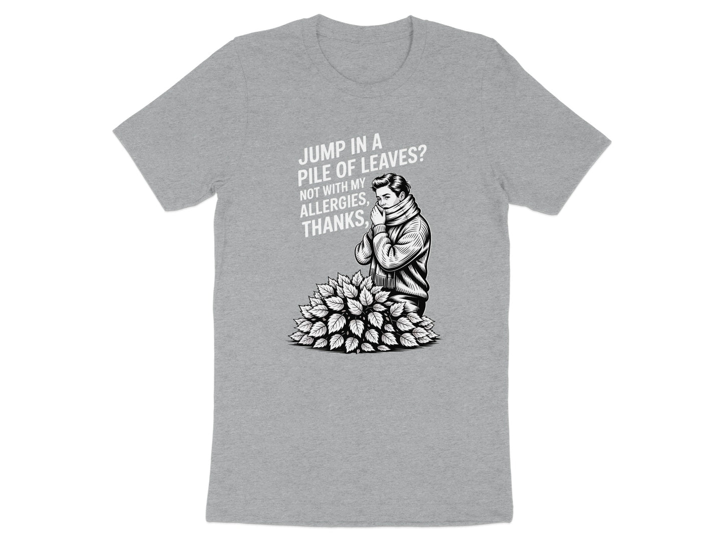 Funny Jump In A Pile Of Leaves Allergies T Shirt product