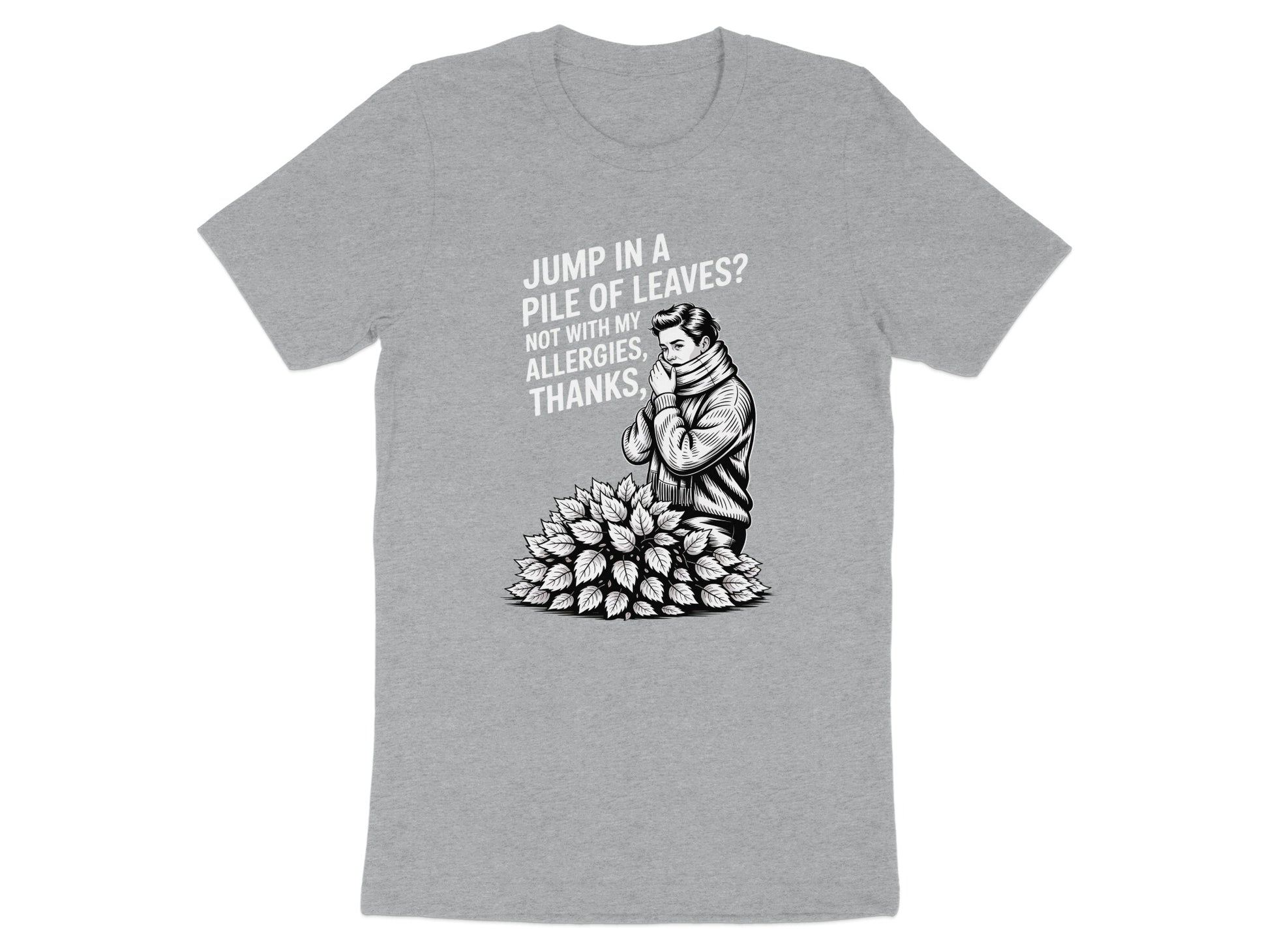 Funny Jump In A Pile Of Leaves Allergies T Shirt product