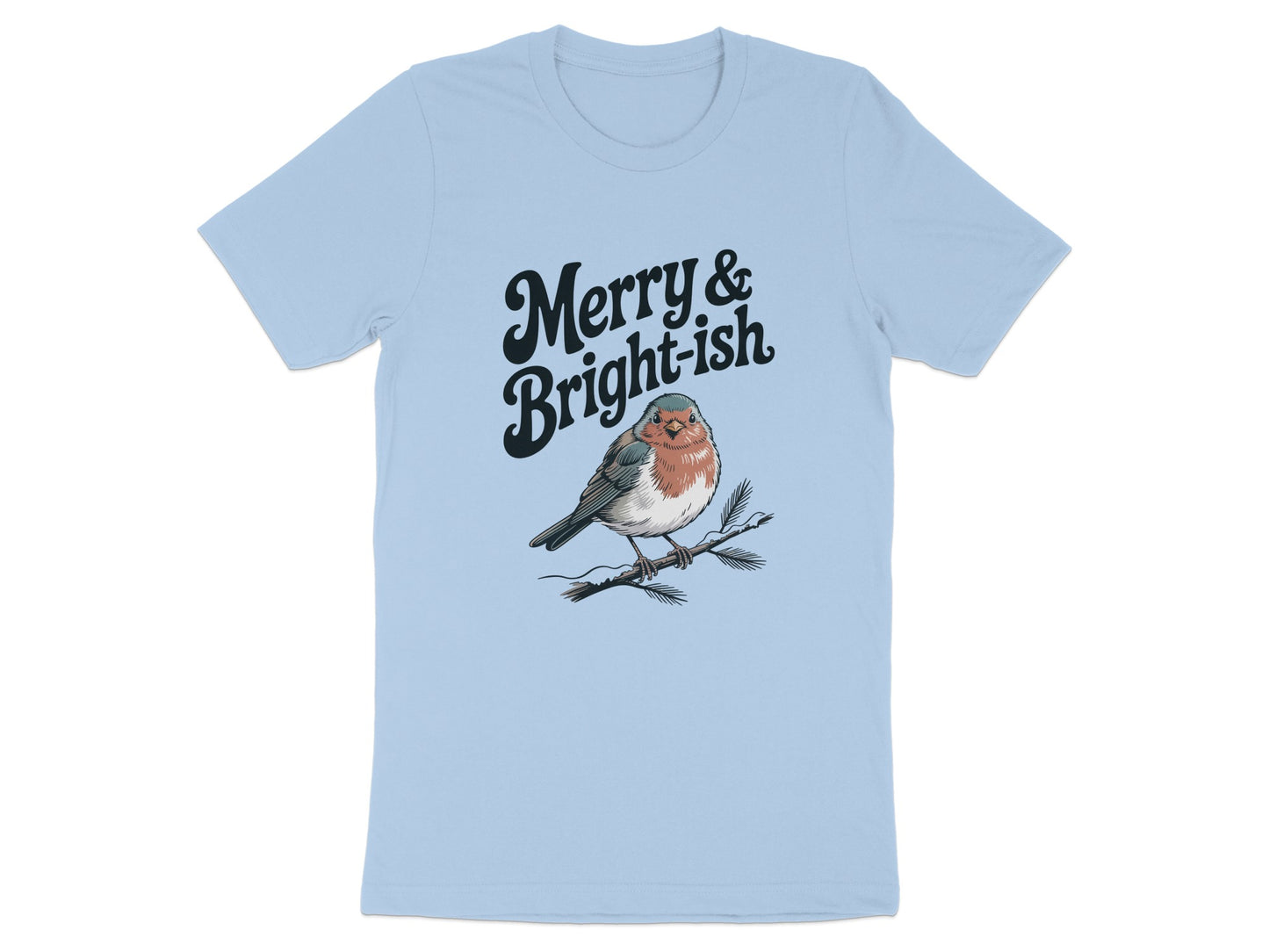 Merry and Bright-ish Blue Bird Printed T Shirt Product
