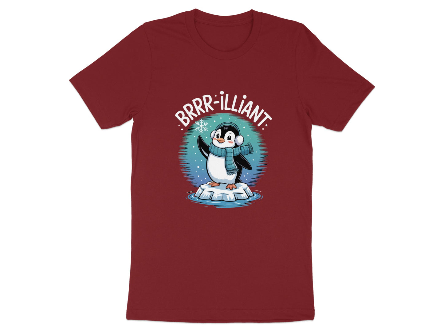 Brrr-illiant Penguin Design Red T-Shirt product type