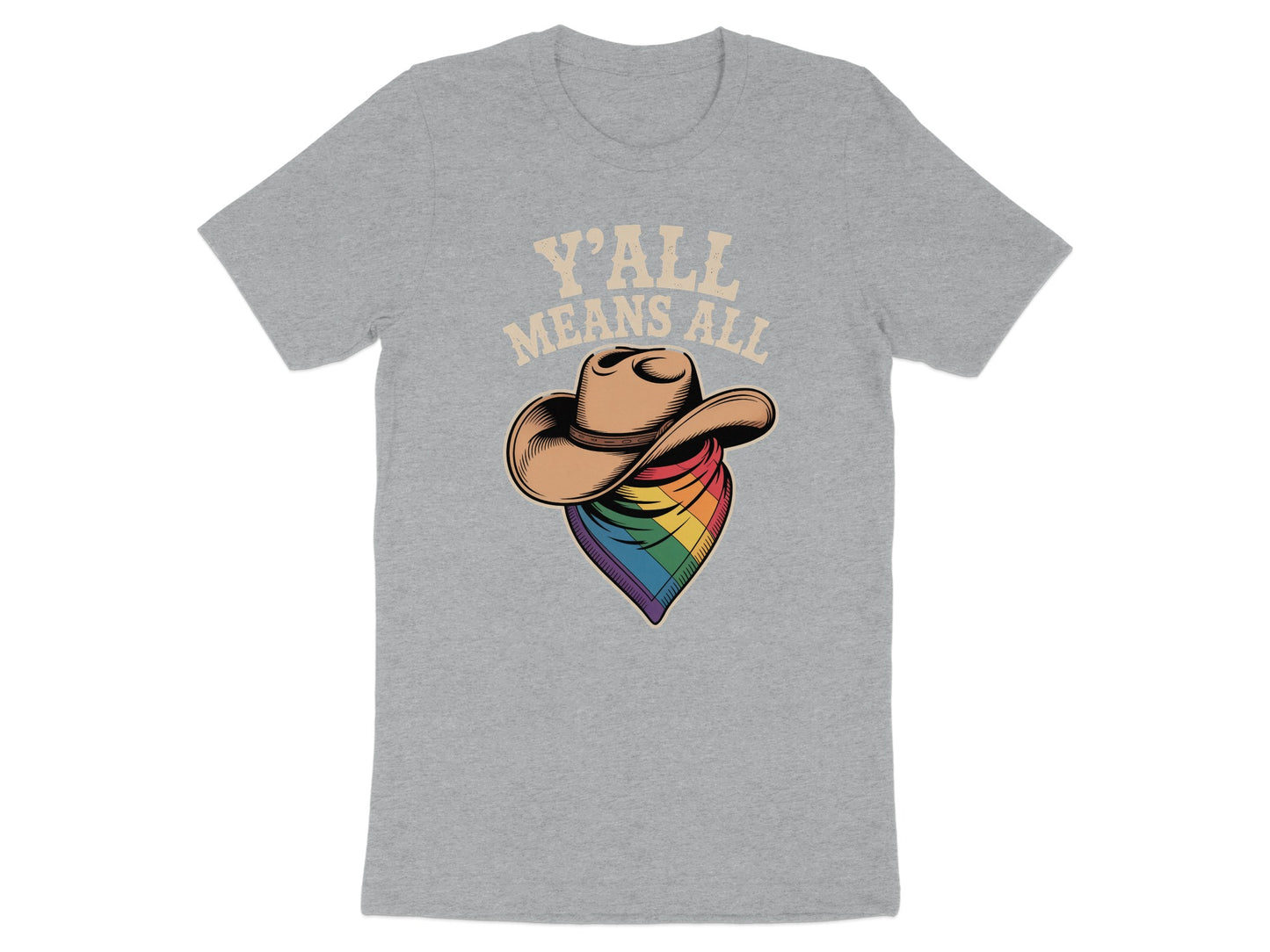 Y'all Means All Cowboy Hat with Rainbow Bandana product type