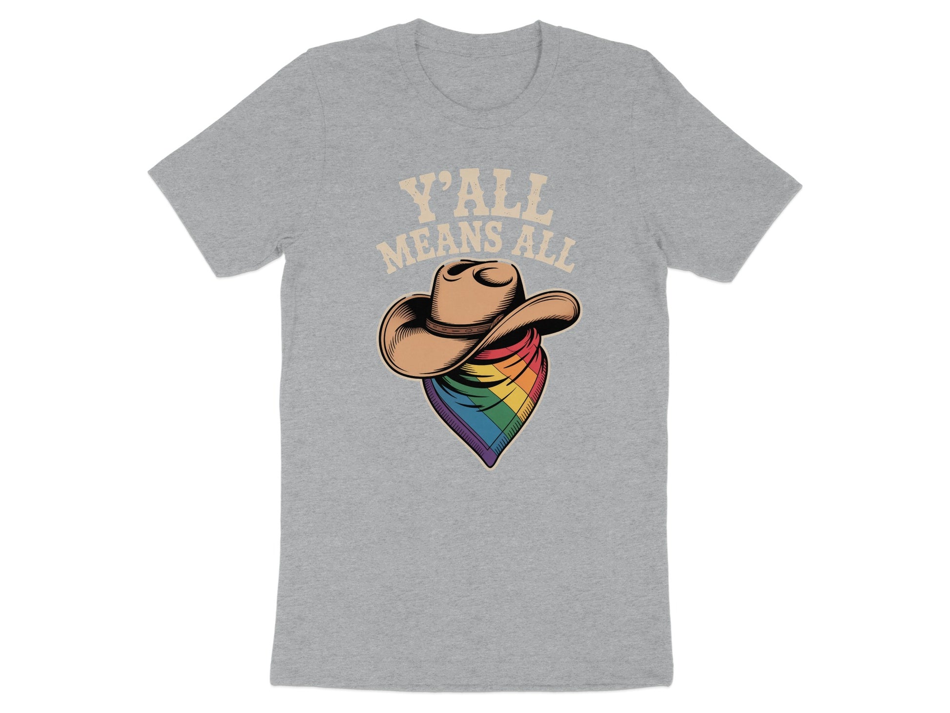 Y'all Means All Cowboy Hat with Rainbow Bandana product type
