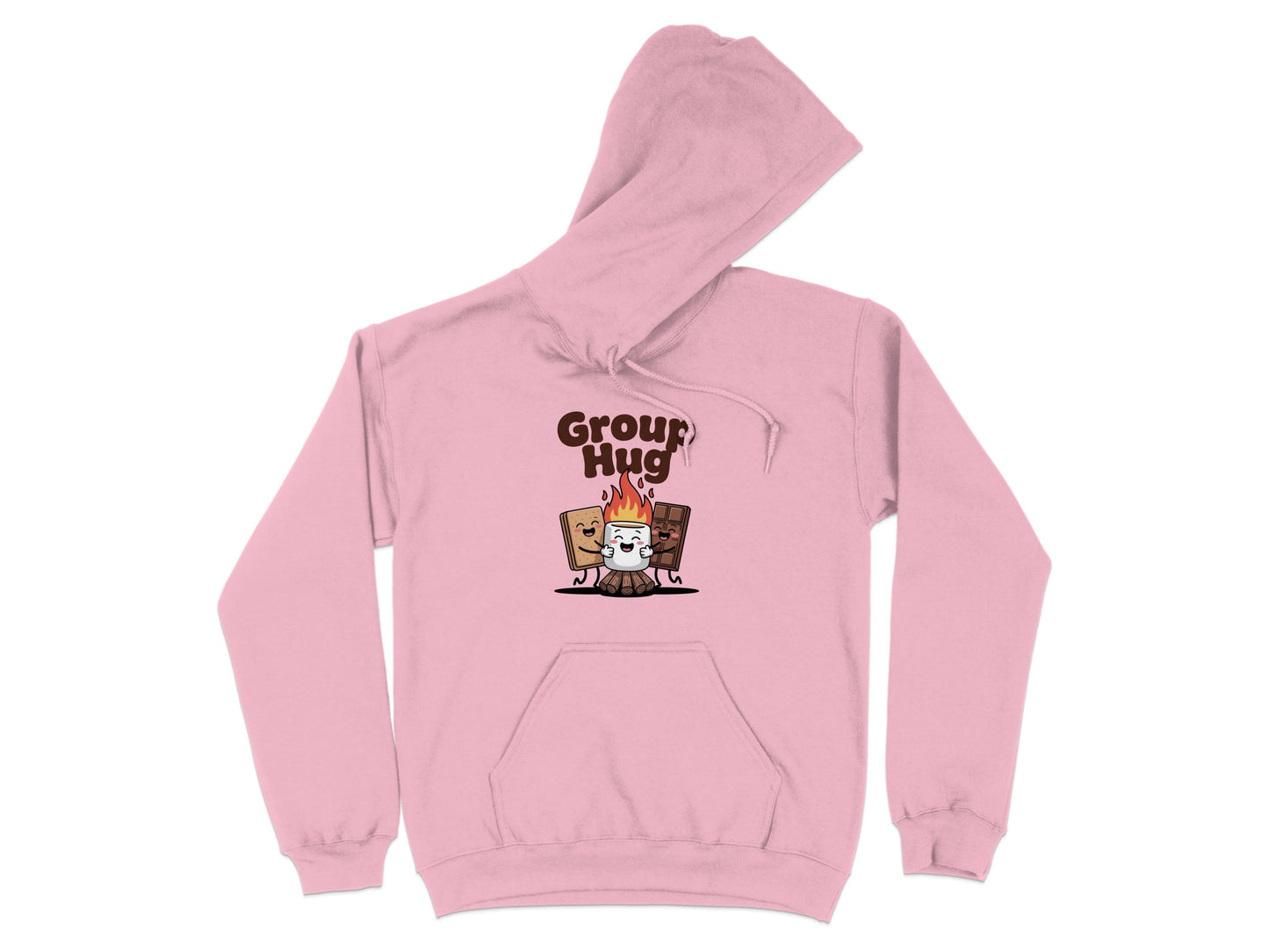 Cute Graphic Pink Hoodie with Group Hug Design product type