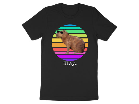 Capybara Slay with Rainbow Stripes Graphic Shirt product