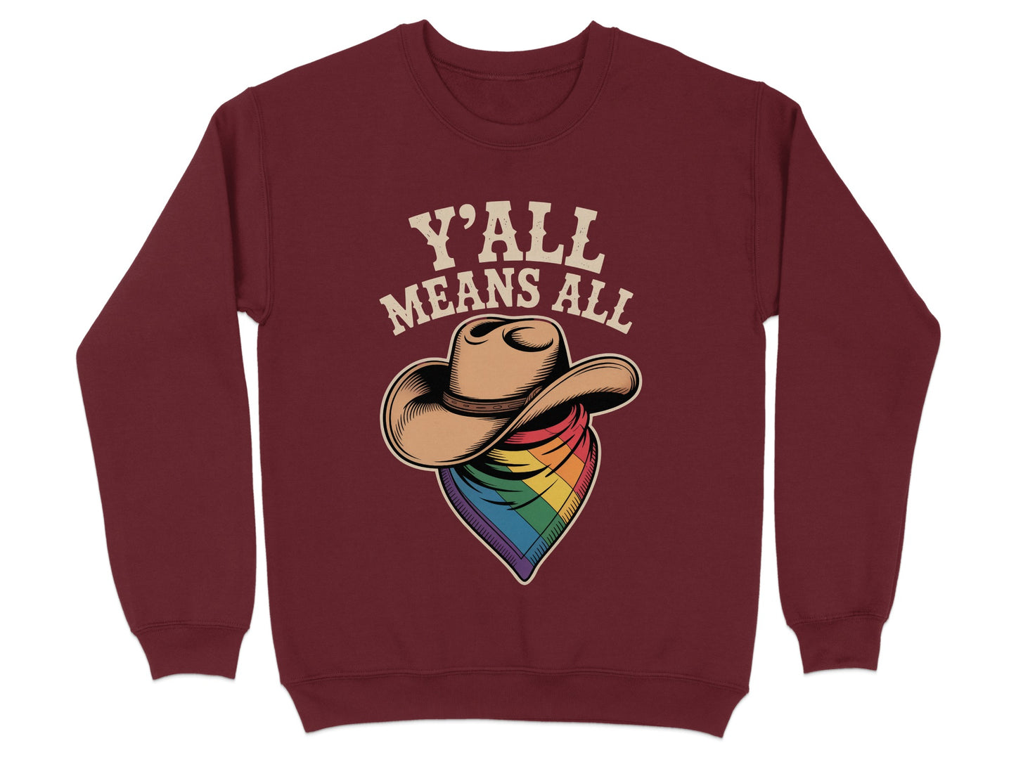 Y'All Means All Rainbow Cowboy Hat Sweatshirt product