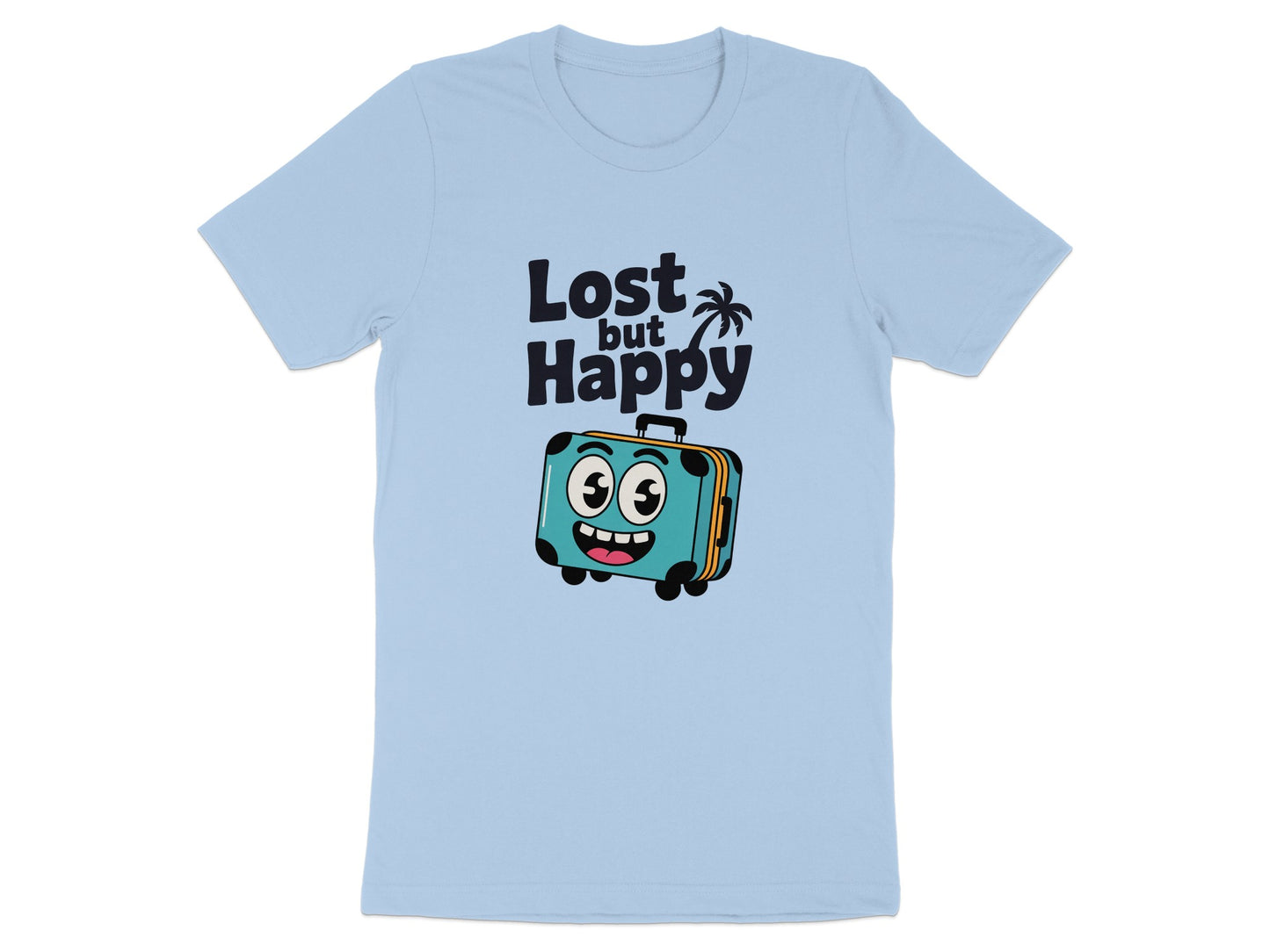 Lost but Happy with Cute Luggage Graphic T-shirt