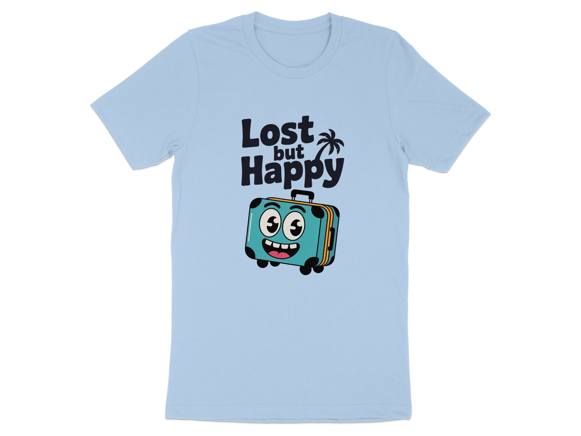 Lost but Happy with Cute Luggage Graphic T-shirt