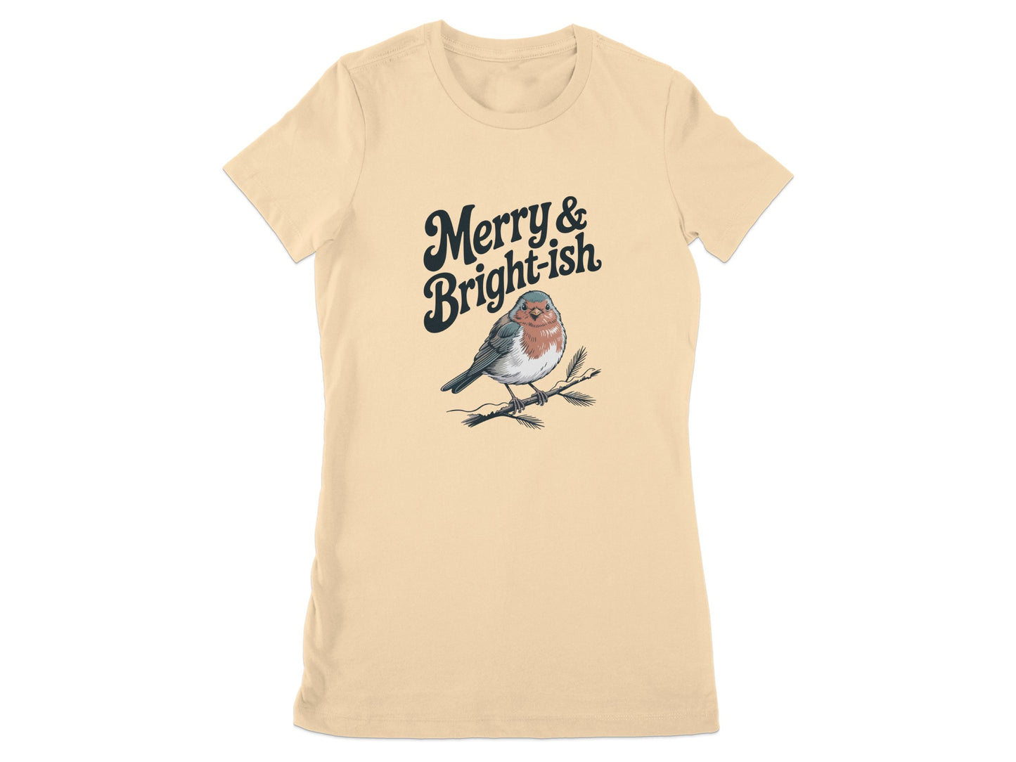 Merry and Bright-ish Robin Graphic Tee Shirt product type