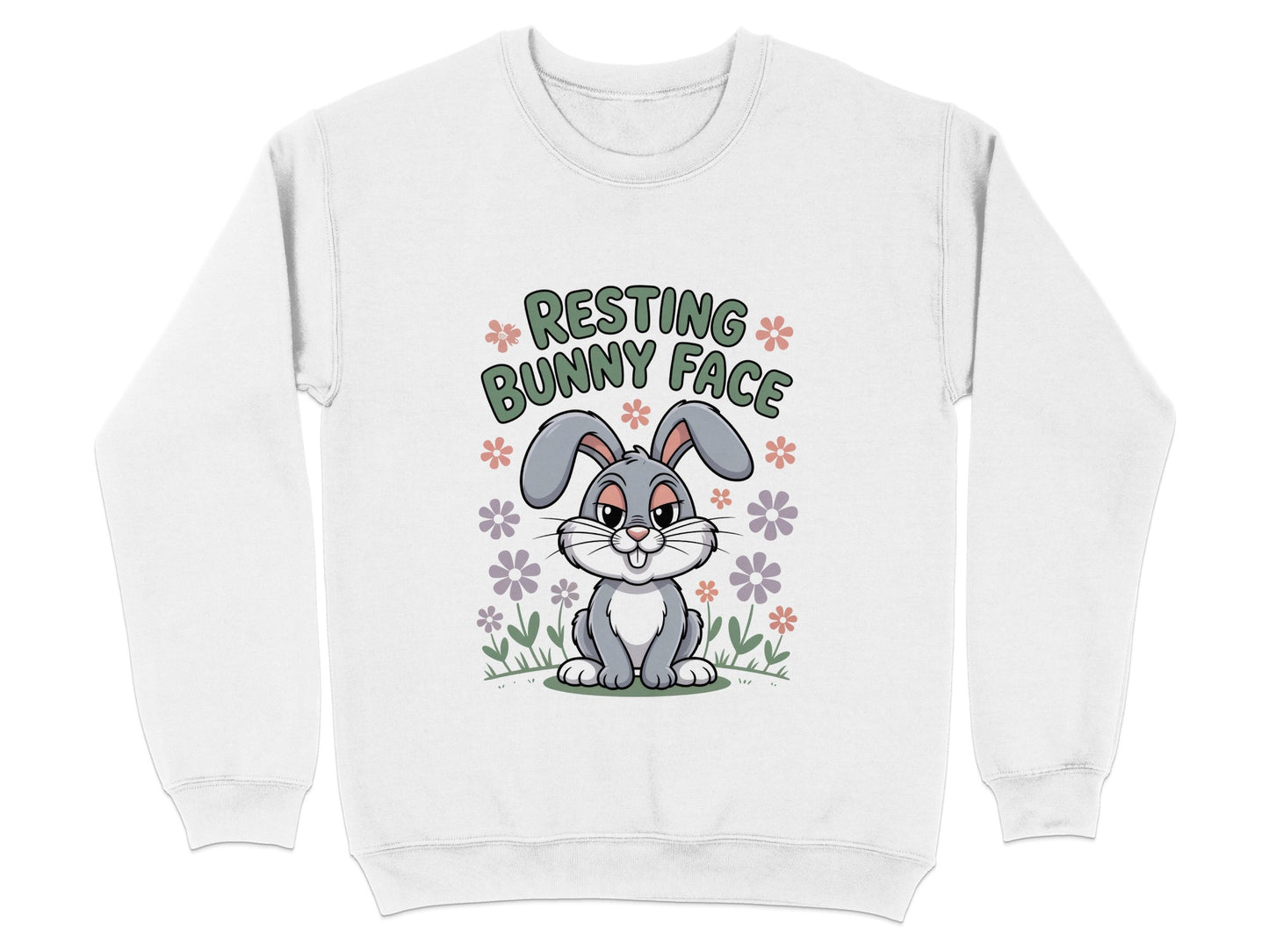 Resting Bunny Face Cute Animal Graphic Sweatshirt Product