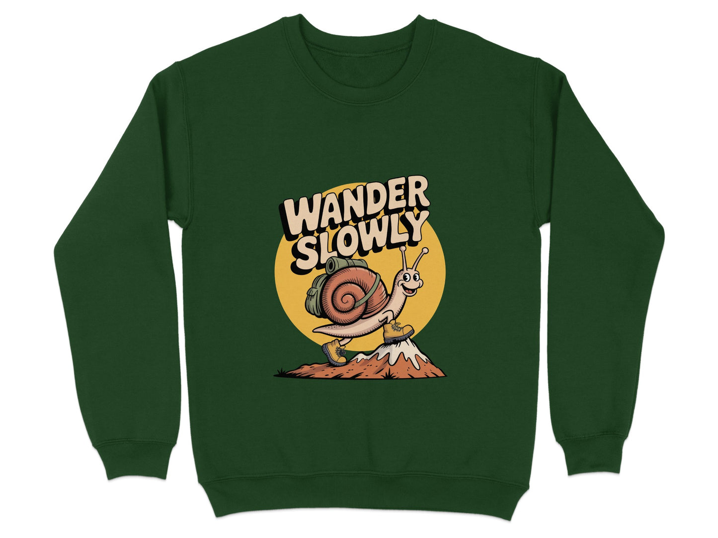 Wander Slowly Snail Graphic Green Sweatshirt product