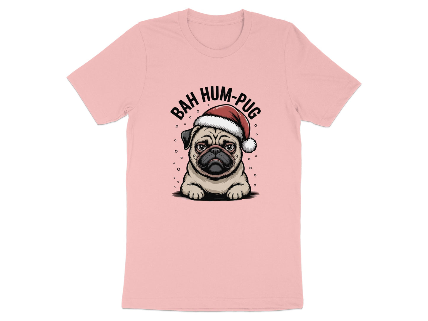 Bah Hum-Pug Santa Hat Graphic Pink T-Shirt product