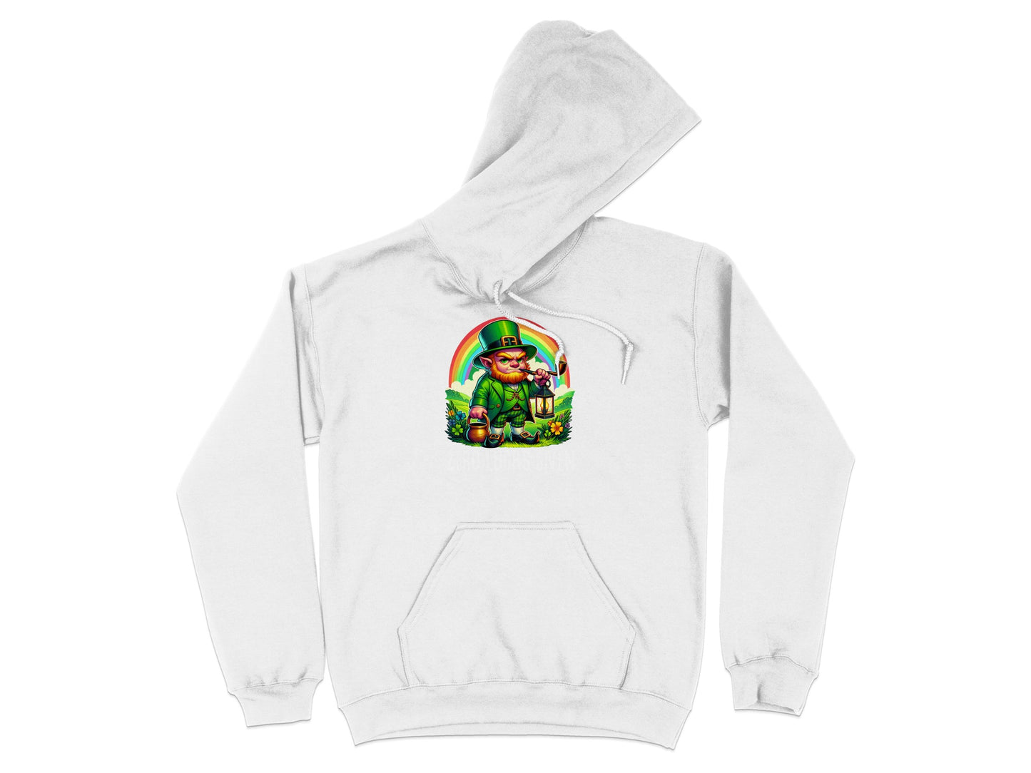 Lucky Leprechaun and Rainbow White Hoodie product