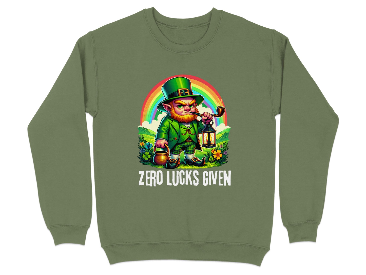 Zero Lucks Given Rainbow Leprechaun Sweatshirt Product Type
