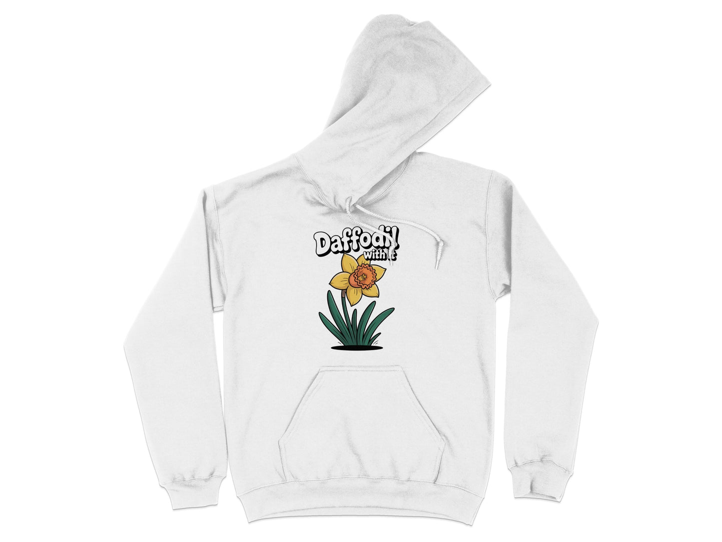 Daffodil Bloom Artistic Graphic White Hoodie product