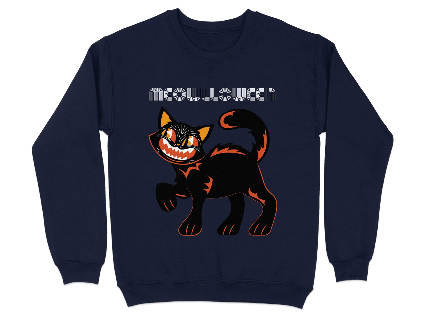 Meowlloween Cat Graphic Sweatshirt Halloween Product Type