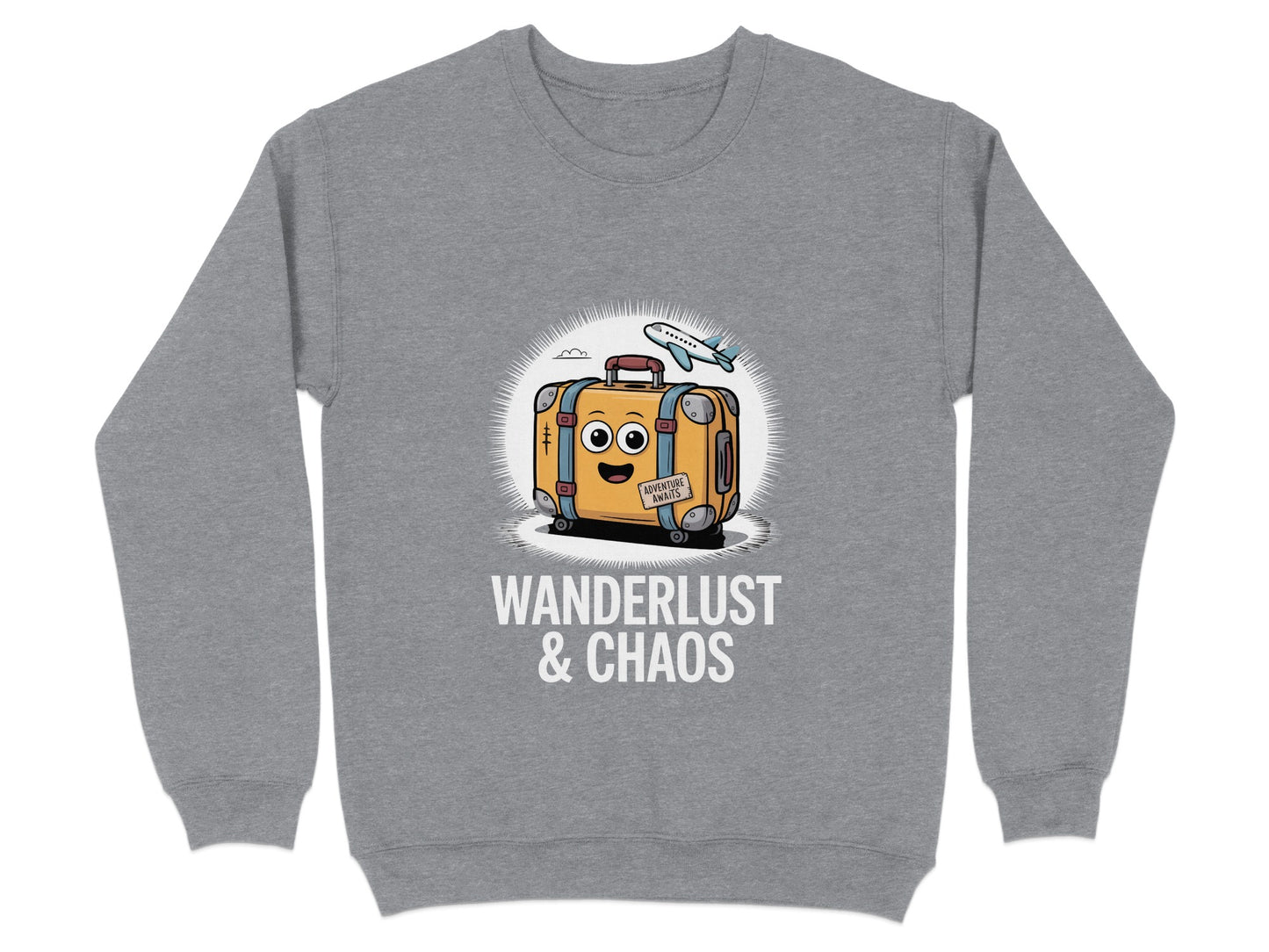 Wanderlust and Chaos Funny Luggage Sweatshirt product type