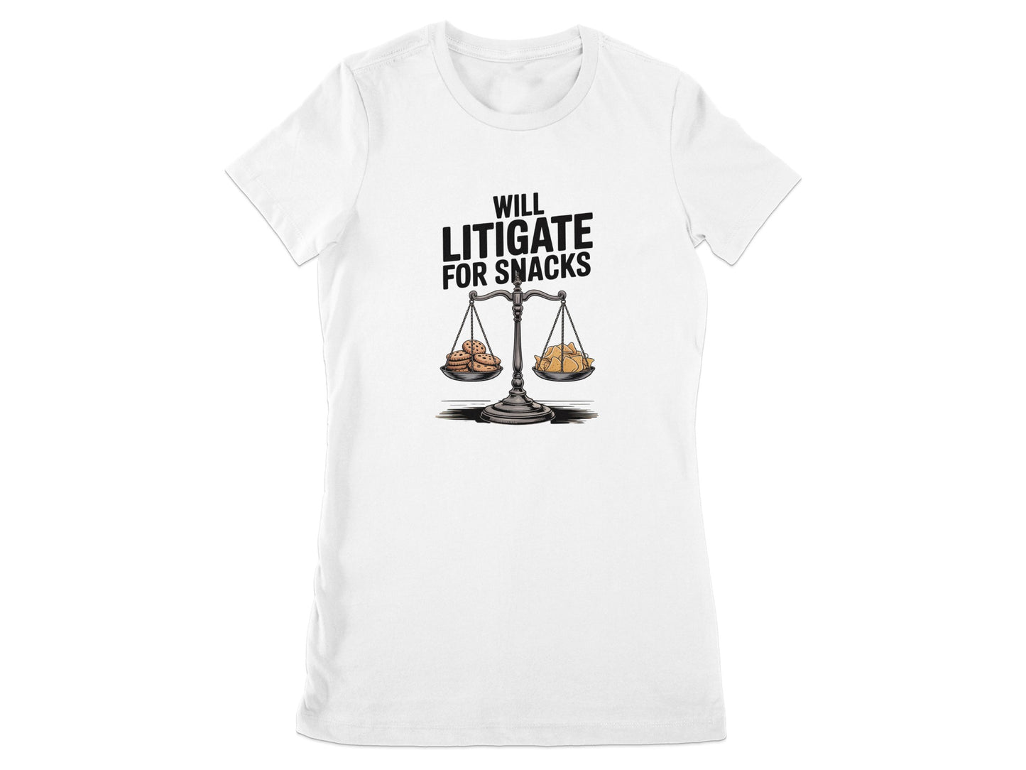 Will Litigate For Snacks Scales Design T-shirt product type